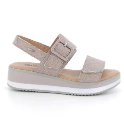 Woman Igi&Co Wedges-Antique Pink Glitter Women'S Wedge Sandals