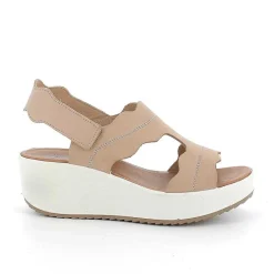 Woman Igi&Co Wedges-Beige Women'S Leather Wedge Sandals
