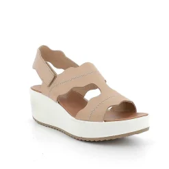 Woman Igi&Co Wedges-Beige Women'S Leather Wedge Sandals