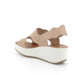Woman Igi&Co Wedges-Beige Women'S Leather Wedge Sandals