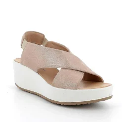 Woman Igi&Co Wedges-Beige Women'S Leather Wedge Sandals