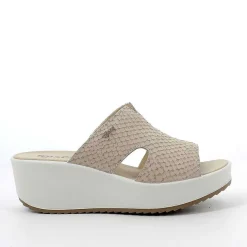 Woman Igi&Co Wedges-Beige Women'S Leather Wedge Sandal