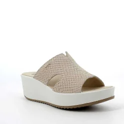 Woman Igi&Co Wedges-Beige Women'S Leather Wedge Sandal