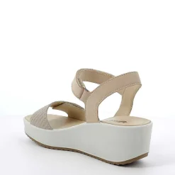 Woman Igi&Co Wedges-Beige Women'S Leather Wedge Sandal