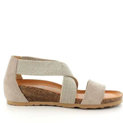 Woman Igi&Co Wedges-Beige Women'S Leather Wedge Sandal