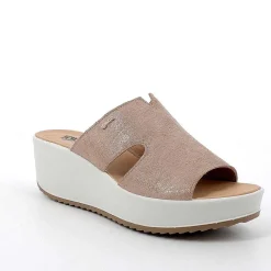 Woman Igi&Co Wedges-Beige Women'S Leather Wedge Sandals