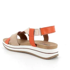 Woman Igi&Co Wedges-Beige-Orange Women'S Leather Wedge Sandals