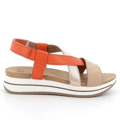Woman Igi&Co Wedges-Beige-Orange Women'S Leather Wedge Sandals