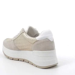 Woman Igi&Co Wedges-Beige-Platinum Women'S Leather Wedge Sneakers