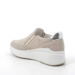 Woman Igi&Co Wedges-Beige-Platinum Women'S Leather Wedge Slip On