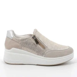 Woman Igi&Co Wedges-Beige-Platinum Women'S Leather Wedge Slip On