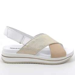 Woman Igi&Co Wedges-Beige-Platinum Women'S Leather Wedge Sandals