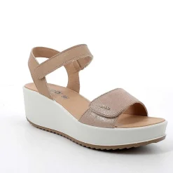 Woman Igi&Co Wedges-Beige-Rope Women'S Leather Wedge Sandals