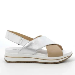 Woman Igi&Co Sandals And Flip Flops-Beige-Silver Women'S Leather Sandal