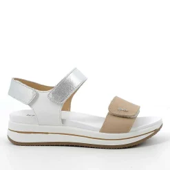 Woman Igi&Co Sandals And Flip Flops-Beige-Silver Women'S Leather Sandal