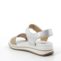 Woman Igi&Co Sandals And Flip Flops-Beige-Silver Women'S Leather Sandal