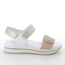 Woman Igi&Co Wedges-Beige-White Women'S Leather Wedge Sandals