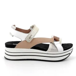 Woman Igi&Co Wedges-Beige-White Women'S Leather Wedge Sandals