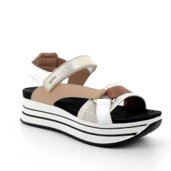 Woman Igi&Co Wedges-Beige-White Women'S Leather Wedge Sandals