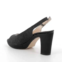 Woman Igi&Co Heeled Shoes-Black Glitter Women'S Heeled And Platform Sandals
