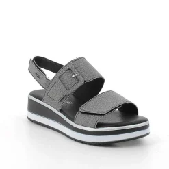 Woman Igi&Co Wedges-Black Glitter Women'S Wedge Sandals