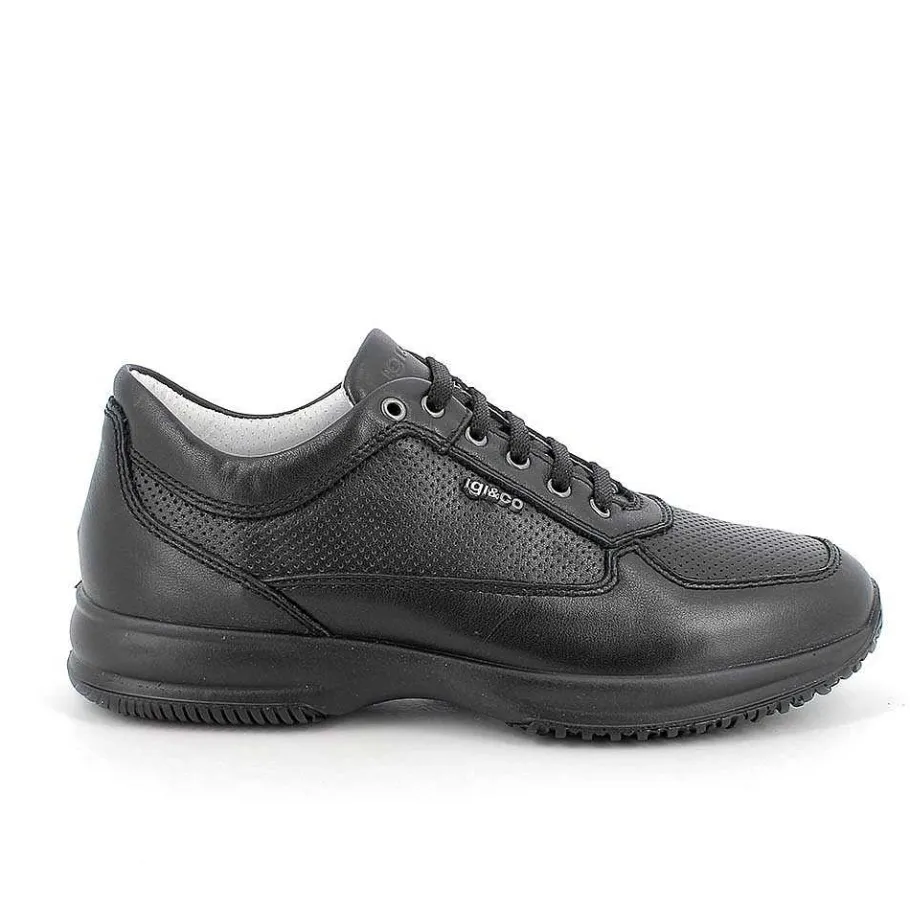 Man Igi&Co Sneakers-Black Men'S Leather Sneakers