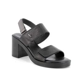 Woman Igi&Co Heeled Shoes-Black Women'S Leather Heeled Sandals