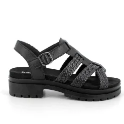 Woman Igi&Co Heeled Shoes-Black Women'S Leather Heeled Sandals