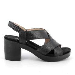 Woman Igi&Co Heeled Shoes-Black Women'S Leather Heeled Sandals