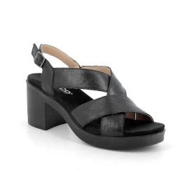 Woman Igi&Co Heeled Shoes-Black Women'S Leather Heeled Sandals