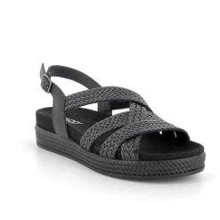 Woman Igi&Co Sandals And Flip Flops-Black Women'S Leather Sandals