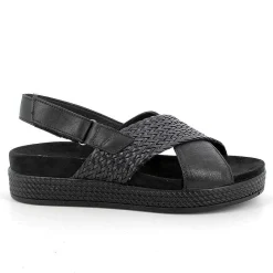 Woman Igi&Co Sandals And Flip Flops-Black Women'S Leather Sandals