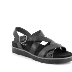Woman Igi&Co Sandals And Flip Flops-Black Women'S Leather Sandals