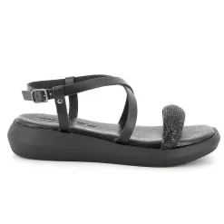 Woman Igi&Co Sandals And Flip Flops-Black Women'S Leather Sandals