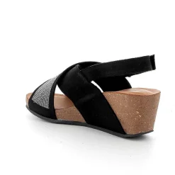Woman Igi&Co Wedges-Black Women'S Leather Wedge Sandals