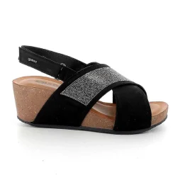 Woman Igi&Co Wedges-Black Women'S Leather Wedge Sandals