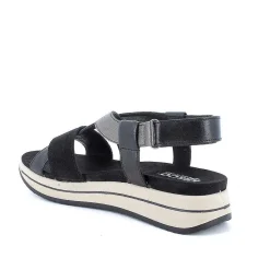 Woman Igi&Co Wedges-Black Women'S Leather Wedge Sandals
