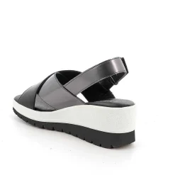Woman Igi&Co Wedges-Black Women'S Leather Wedge Sandals