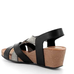 Woman Igi&Co Wedges-Black Women'S Leather Wedge Sandals