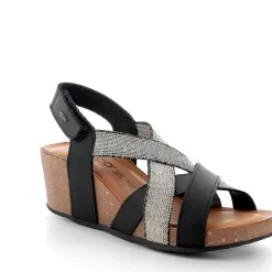 Woman Igi&Co Wedges-Black Women'S Leather Wedge Sandals