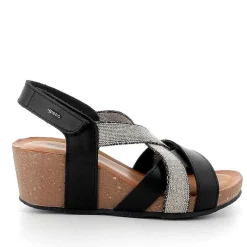 Woman Igi&Co Wedges-Black Women'S Leather Wedge Sandals