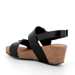 Woman Igi&Co Wedges-Black Women'S Leather Wedge Sandals