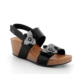 Woman Igi&Co Wedges-Black Women'S Leather Wedge Sandals