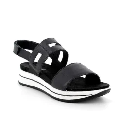 Woman Igi&Co Wedges-Black Women'S Leather Wedge Sandals