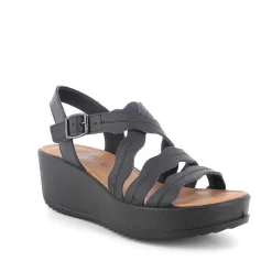 Woman Igi&Co Wedges-Black Women'S Leather Wedge Sandals
