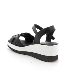Woman Igi&Co Wedges-Black Women'S Leather Wedge Sandals