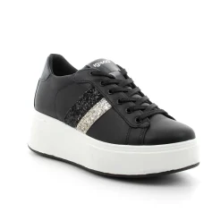 Woman Igi&Co Wedges-Black Women'S Leather Wedge Sneakers