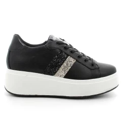 Woman Igi&Co Wedges-Black Women'S Leather Wedge Sneakers