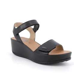 Woman Igi&Co Wedges-Black Women'S Leather Wedge Sandals