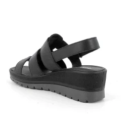 Woman Igi&Co Wedges-Black Women'S Leather Wedge Sandals